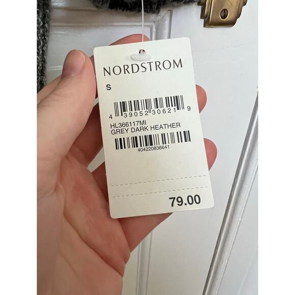 NEW Hinge Women's S Knit Blend Cardigan Gray Ruffle Long Line Sweater Casual - Picture 4 of 15